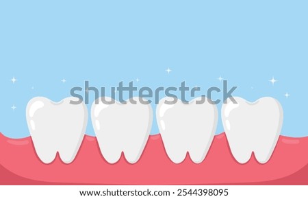 Clean and healthy teeth. Healthy human teeth in gum. Medical health and dentistry concept. cartoon dental character. vector design