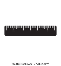 A clean, high-contrast image of a rectangular ruler featuring both metric and imperial measurement markings. The ruler has a sleek, flat design with evenly spaced tick marks, including numbered centim.