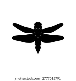 A clean, high-contrast vector silhouette of a classic dragonfly. This minimalist design focuses on the recognizable organic form of the insect, making it an excellent choice for nature-themed branding, environmental graphics, wildlife icons, or creative scientific and natural illustrations.