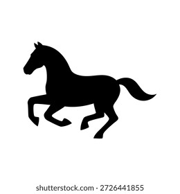 Uma silhueta vetorial limpa e de alto contraste de um cavalo galopante com pernas elevadas e cauda fluente. Perfeito para logotipos, ícones, gráficos educacionais e marcas artísticas. O design minimalista garante clareza e versatilidade para uso impresso, digital e de mercadorias.