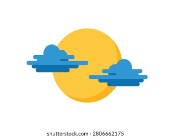 A clean, high-quality illustration of the sun and clouds, ideal for weather, environment, or nature-themed projects in professional settings.