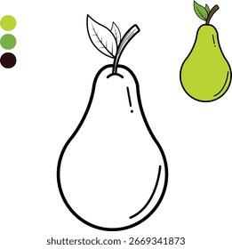 Una ilustración de contorno de Vector limpia, de alta calidad y escalable de una fruta de pera clásica, perfecta para usar como una página para colorear o un ícono gráfico simple.