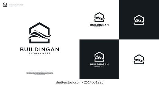 Clean Home Construction Architecture Building Logo Design Inspiration.