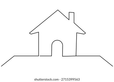 Clean home continuous one line drawing vector illustration with minimal style