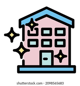 Icono de limpieza. Esquema limpiar el color del icono del vector del hogar aislado