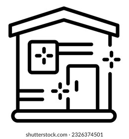 Limpiar el vector de contorno de icono residencial. Servicio de casa. Limpieza profesional