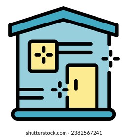 Limpiar el vector de contorno de icono residencial. Servicio de casa. Color de limpieza profesional plano