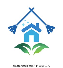 Clean home logo template, vector house care icon design