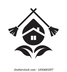 Clean home logo template, vector house care icon design