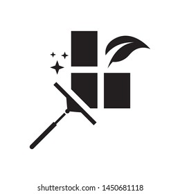 Clean home logo template, vector house care icon design