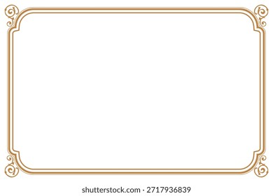 Borde de Vector Horizontal limpio con esquinas curvas de oro. 1371