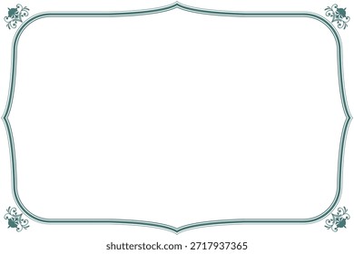 Borde de Vector Horizontal limpio con esquinas de remolino verde. 1383