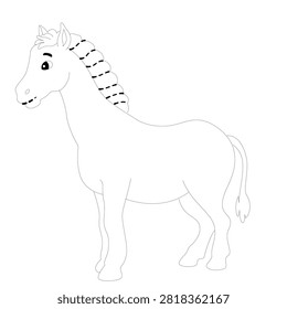 Clean horse illustration featuring upright posture, short mane, and friendly farm appearance.