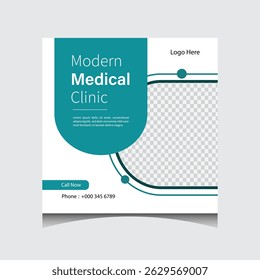 clean hospital service promotion social media poster design