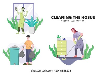 Limpieza de la casa - Ilustración del vector de actividad