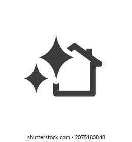 Icono del vector negro de la casa limpia. Hogar, símbolo de limpieza doméstico.