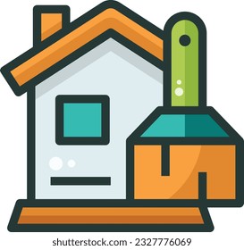 Clean House Color Line Icon - Single Icon, Vector