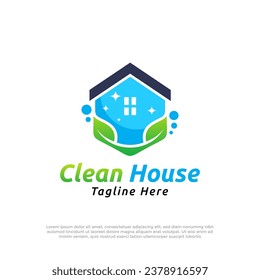Plantilla de diseño vectorial del logotipo de ecología de la casa limpia