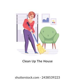 Clean Up The House flat style design vector stock illustrations. 