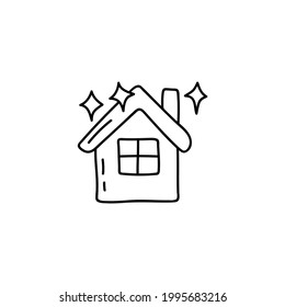 Clean house, housework  icon in flat black line style, isolated on white background 