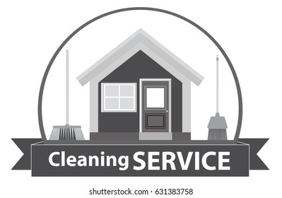 Clean house. Icon for advertising service cleaning. Vector illustration.