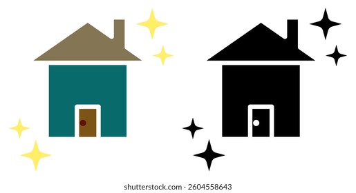 clean house icon, simple flat style, illustration, logo sign symbol pictogram template, for ui or ux isolated on white for mobile app, editable