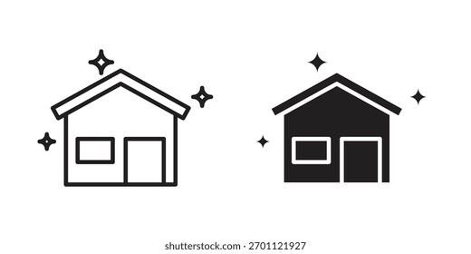 Clean house icon vector glyph flat and trendy stroke line pack