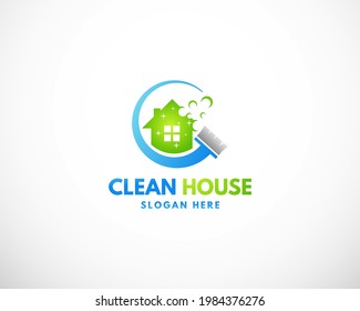 clean house logo creative design care symbol