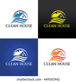 Clean House Logo design template ,Home care logo ,House logo ,Vector illustration