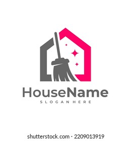 Clean House logo designs concept. Cleaning Service logo vector template.