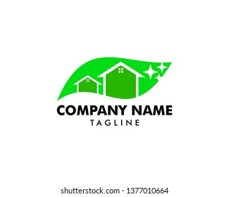 Clean House logo designs with Nature leaf, Cleaning Service logo vector