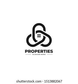 clean house logo for real estate company. Real estate with check mark vector logo. Home with window and chimney on the roof.