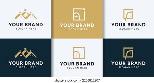 clean house logo set for real estate company