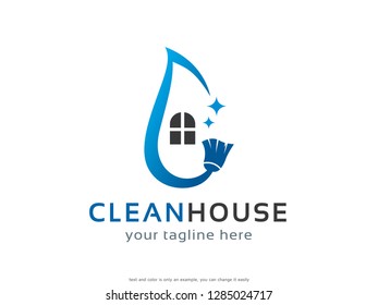 Clean House Logo Template Design Vector, Emblem, Concept Design, Creative Symbol, Icon