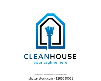 Clean House Logo Template Design Vector, Emblem, Concept Design, Creative Symbol, Icon
