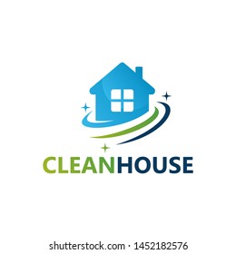 Clean House Logo Template Design Vector, Emblem, Design Concept, Creative Symbol, Icon