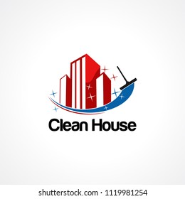 Clean  house logo vector, icon ,element, and template