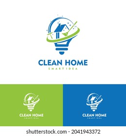 Clean House Smart Idea design concept bulb logo vector illustration