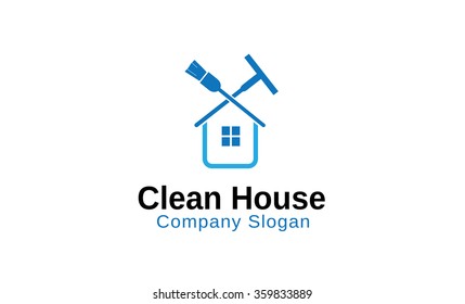 Clean House Symbol Logo Design Illustration