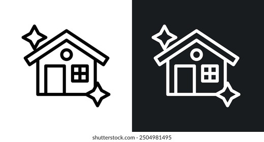 Clean house vector icon set black and white filled and outlined style.