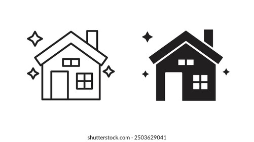 Clean house vector icon in solid and outline style