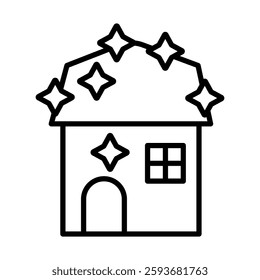 Clean house Vector Line Icon Design