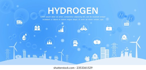 Clean hydrogen energy concept.Hydrogen production.Hydrogen Industry Concept. H2 hydrogen innovation zero emissions technology