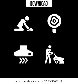 clean icon. 4 clean vector set. extractor hood, cleaning and fried egg icons for web and design about clean theme