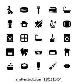Clean icon. collection of 25 clean filled icons such as washing machine, window, cream box, cream tube, cream, soap, no wash, shower. editable clean icons for web and mobile.