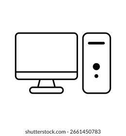 Limpar ícone de um computador desktop e monitor. Perfeito para projetos de tecnologia, de escritório e educacionais. Isolado no fundo branco.