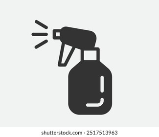Clean icon of fluid spray in cleaning bottle aerosol. Sign tool for water gas nozzle, disinfection, hygiene spatter.