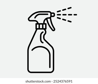 Ícone limpo de pulverização de fluido na limpeza de aerossol de garrafa. Ferramenta de placa para bocal de gás de água, desinfecção, respingos de higiene.