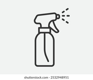 Clean icon of fluid spray in cleaning bottle aerosol. Sign tool for water gas nozzle, disinfection, hygiene spatter.