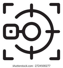 Icono limpio que representa la medición de precisión en aplicaciones industriales.